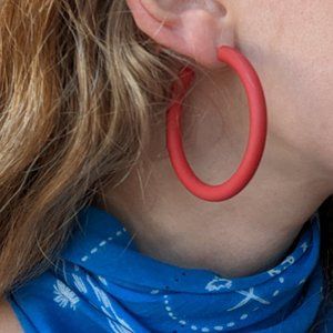 Red Hoop Lightweight Funky Fun Earrings